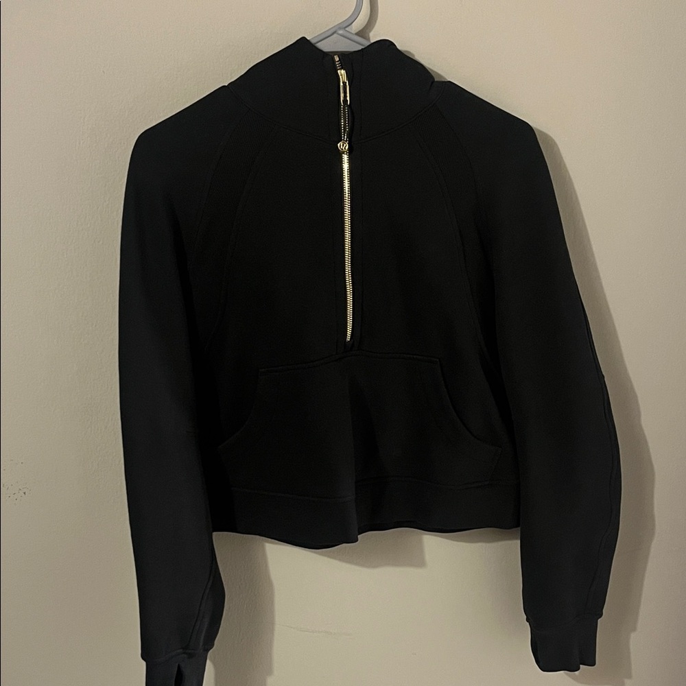 Black Half-Zip Cropped Hoodie